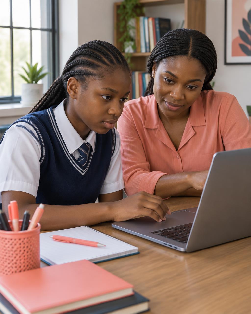 A student learning with her private tutor